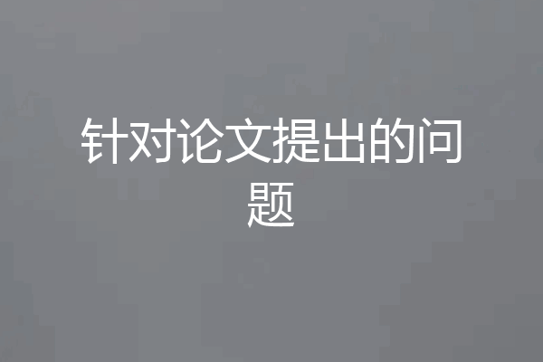 针对论文提出的问题