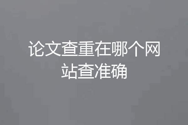 论文查重在哪个网站查准确