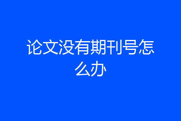 论文没有期刊号怎么办