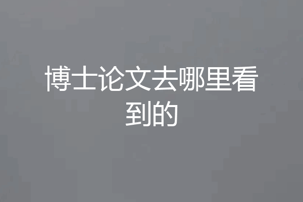 博士论文去哪里看到的