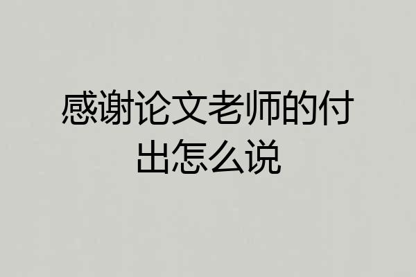 感谢论文老师的付出怎么说