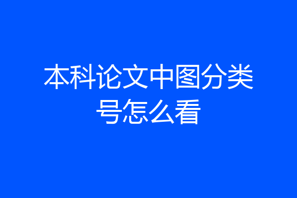 本科论文中图分类号怎么看
