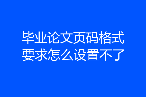 毕业论文页码格式要求怎么设置不了