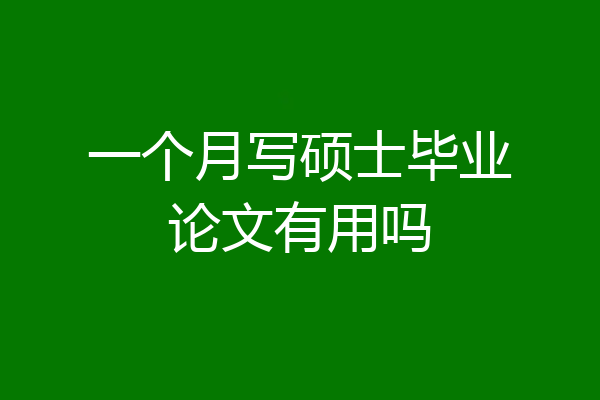 一个月写硕士毕业论文有用吗