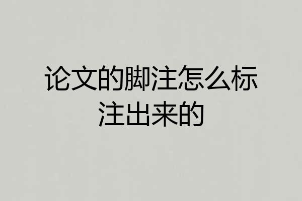 论文的脚注怎么标注出来的