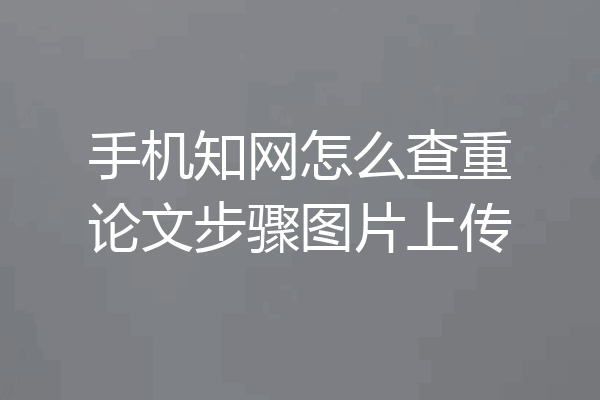 手机知网怎么查重论文步骤图片上传