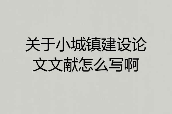 关于小城镇建设论文文献怎么写啊