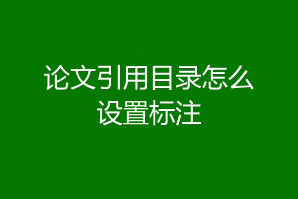论文引用目录怎么设置标注
