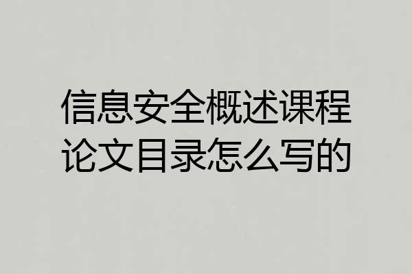 信息安全概述课程论文目录怎么写的