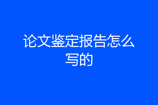 论文鉴定报告怎么写的