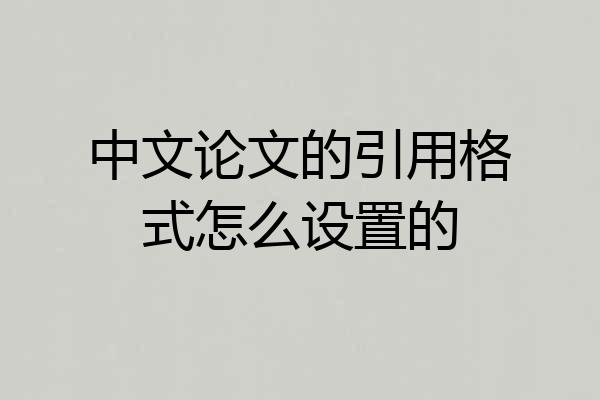 中文论文的引用格式怎么设置的