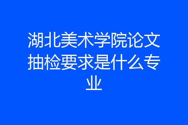 湖北美术学院论文抽检要求是什么专业