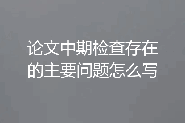 论文中期检查存在的主要问题怎么写
