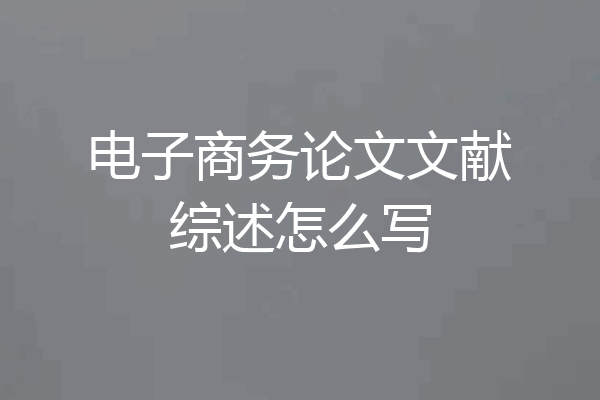 电子商务论文文献综述怎么写