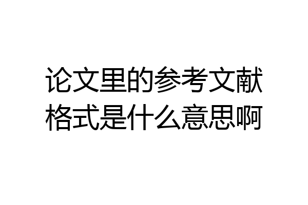 论文里的参考文献格式是什么意思啊
