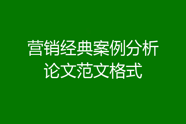 营销经典案例分析论文范文格式