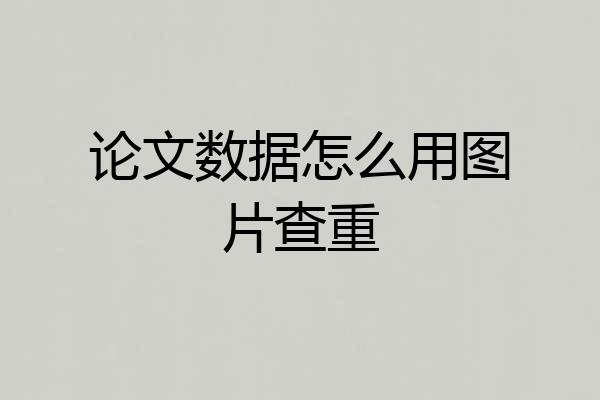 论文数据怎么用图片查重