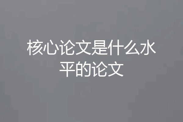 核心论文是什么水平的论文