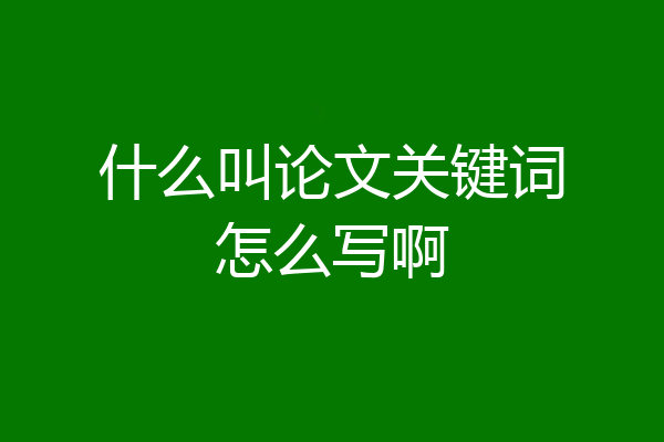 什么叫论文关键词怎么写啊