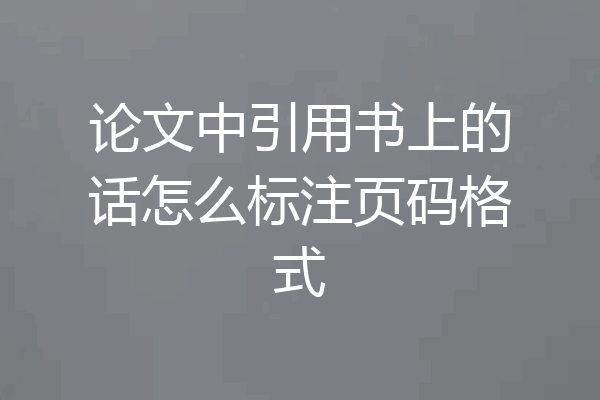 论文中引用书上的话怎么标注页码格式