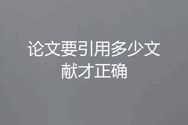 论文要引用多少文献才正确