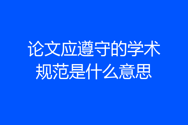 论文应遵守的学术规范是什么意思
