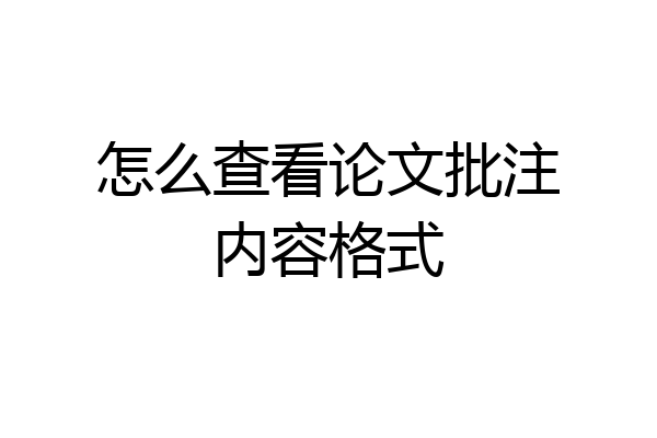 怎么查看论文批注内容格式