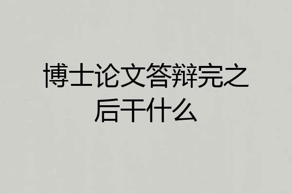 博士论文答辩完之后干什么