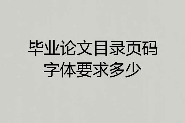 毕业论文目录页码字体要求多少