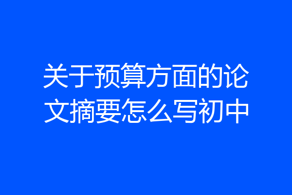 关于预算方面的论文摘要怎么写初中