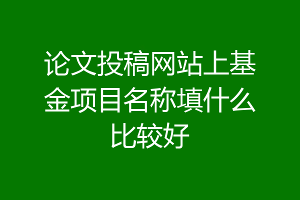 论文投稿网站上基金项目名称填什么比较好