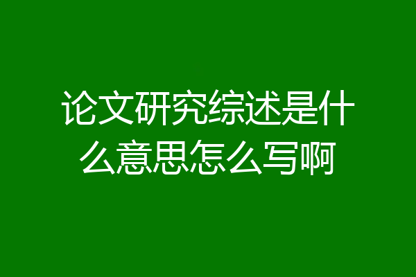 论文研究综述是什么意思怎么写啊