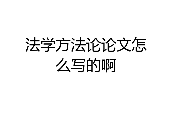 法学方法论论文怎么写的啊
