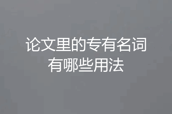 论文里的专有名词有哪些用法