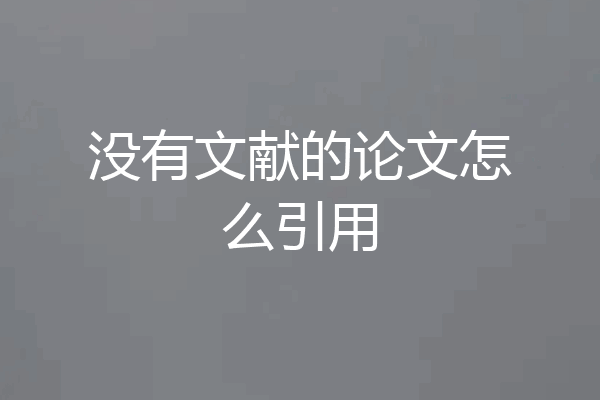 没有文献的论文怎么引用