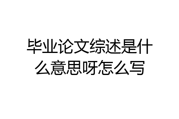 毕业论文综述是什么意思呀怎么写