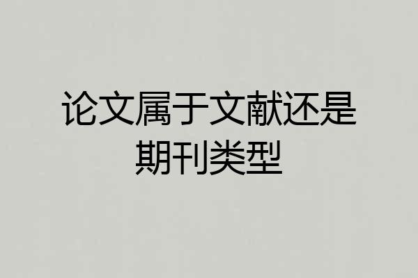 论文属于文献还是期刊类型