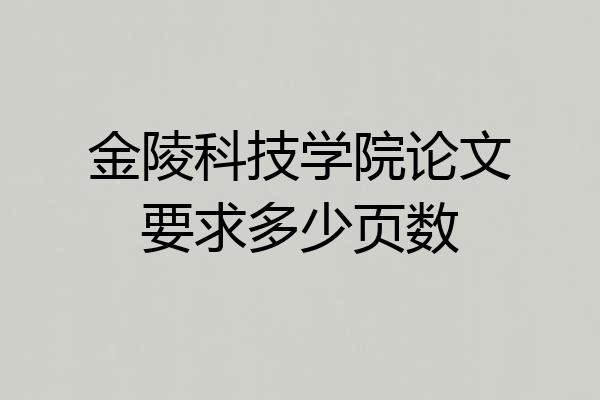 金陵科技学院论文要求多少页数