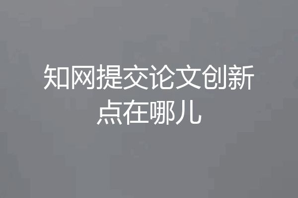 知网提交论文创新点在哪儿