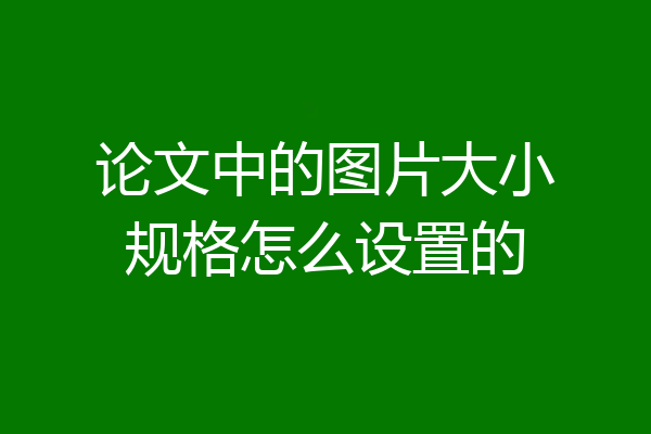 论文中的图片大小规格怎么设置的