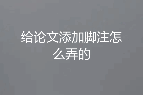 给论文添加脚注怎么弄的