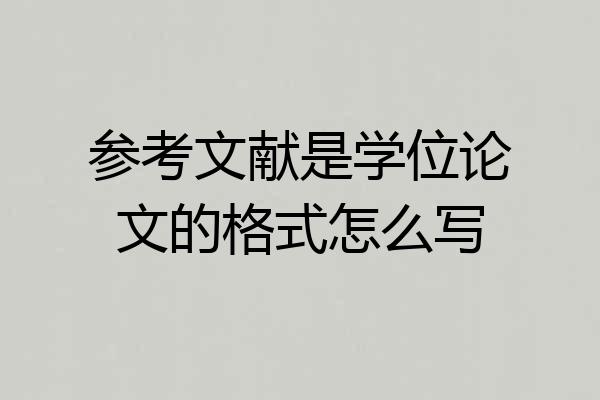 参考文献是学位论文的格式怎么写