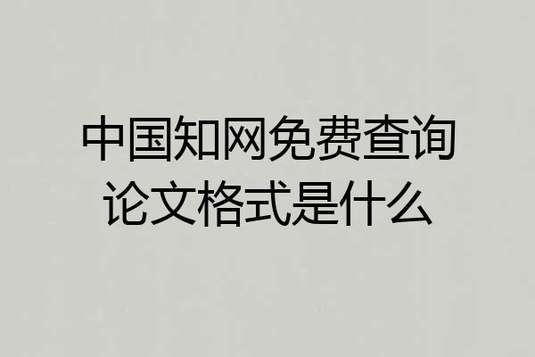 中国知网免费查询论文格式是什么