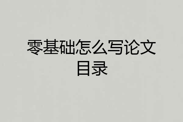 零基础怎么写论文目录