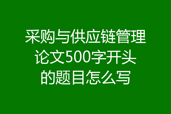 采购与供应链管理论文500字开头的题目怎么写
