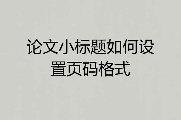 论文小标题如何设置页码格式