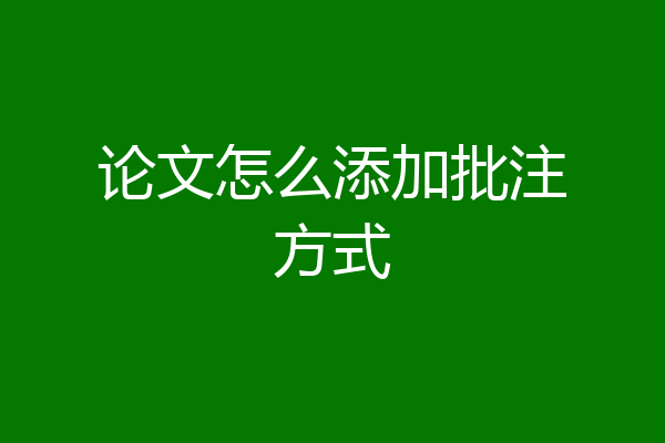 论文怎么添加批注方式