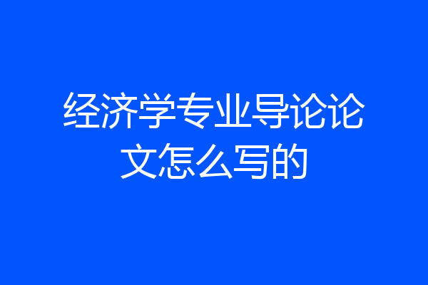 经济学专业导论论文怎么写的