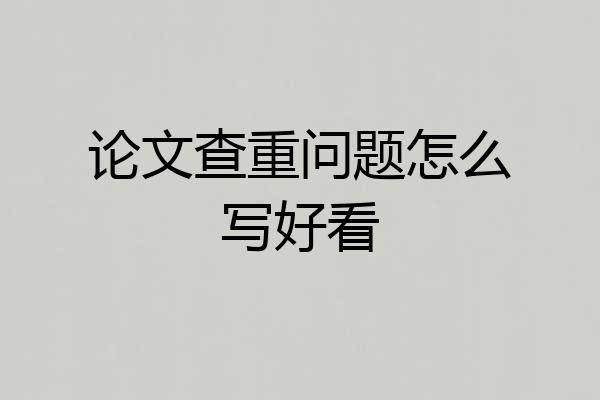 论文查重问题怎么写好看