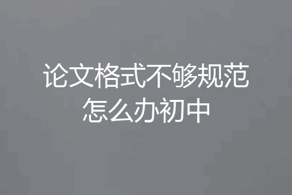 论文格式不够规范怎么办初中